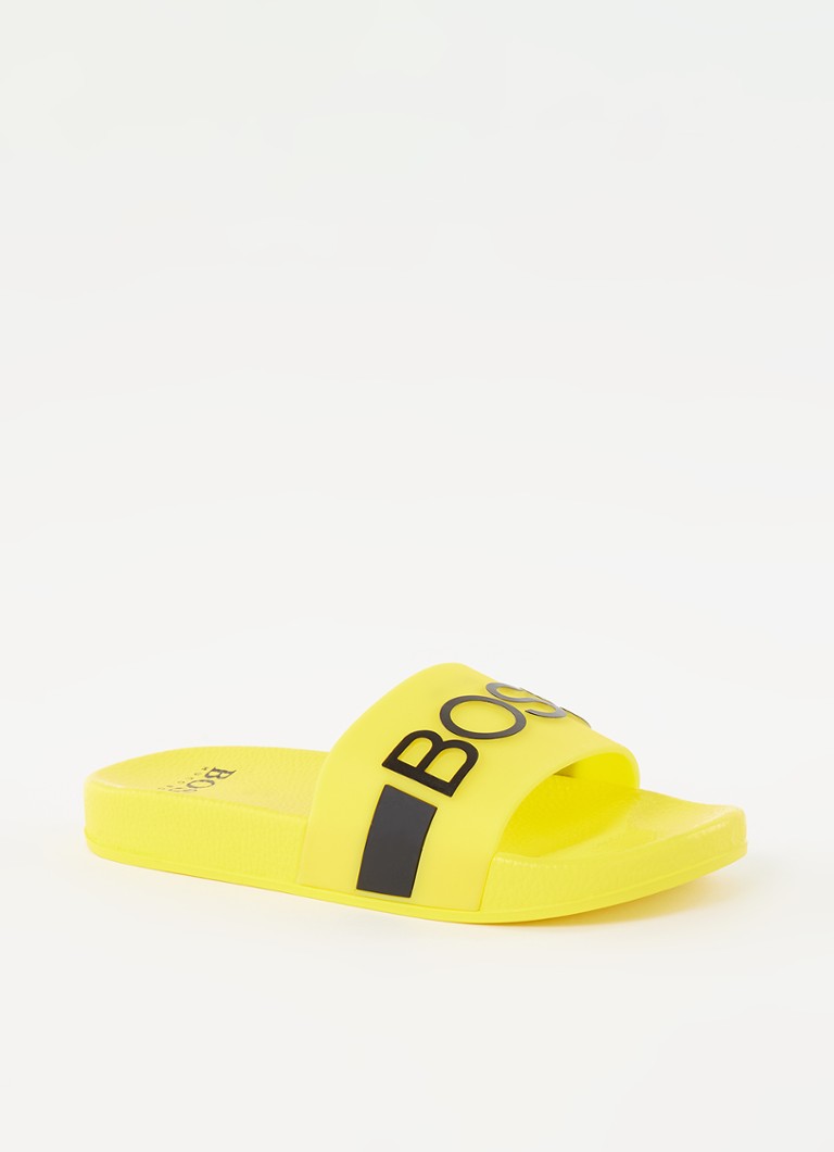 HUGO BOSS Slipper met logoprint • Geel • de Bijenkorf