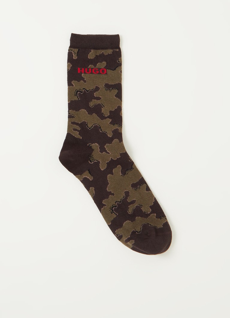 HUGO BOSS - Sokken met logo en camouflageprint  - Donkerbruin