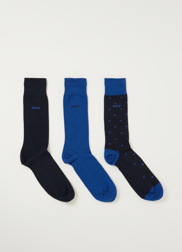 HUGO BOSS - Sokken met logo in 3-pack - Donkerblauw