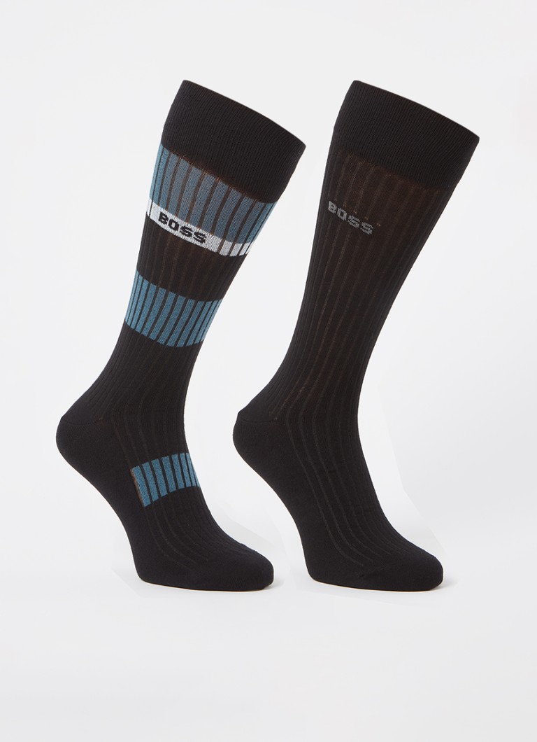 HUGO BOSS - Sokken met logo in two-pack - Staalblauw