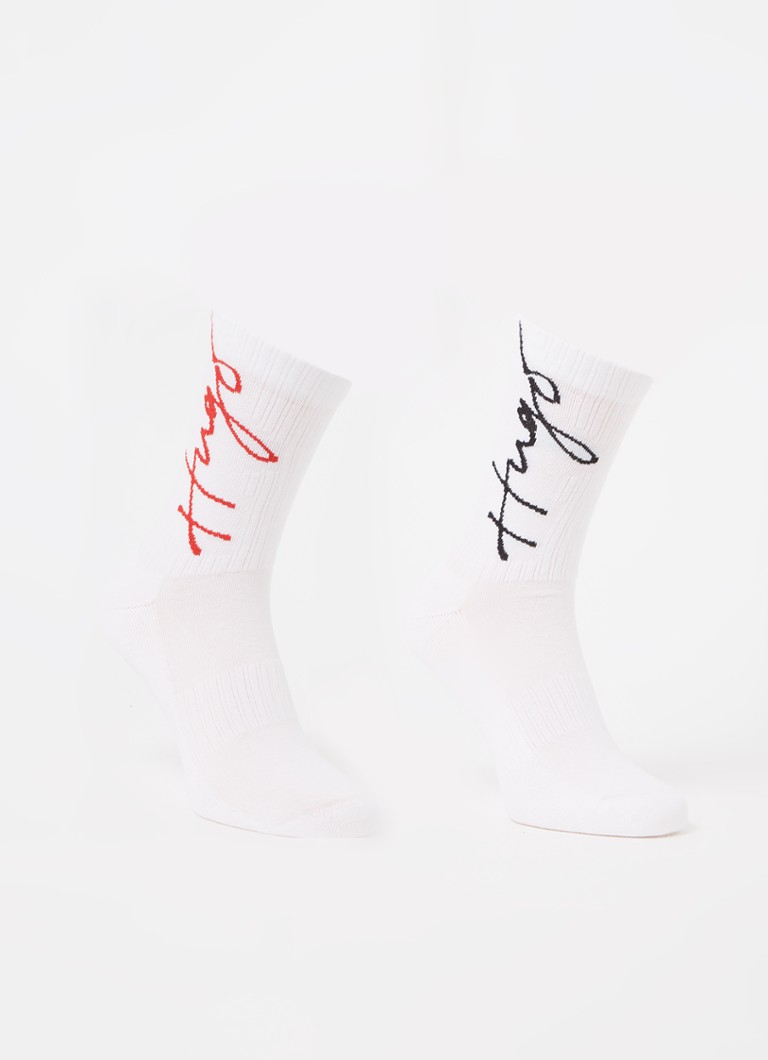 HUGO BOSS - sokken met logoprint 2-pack - Wit