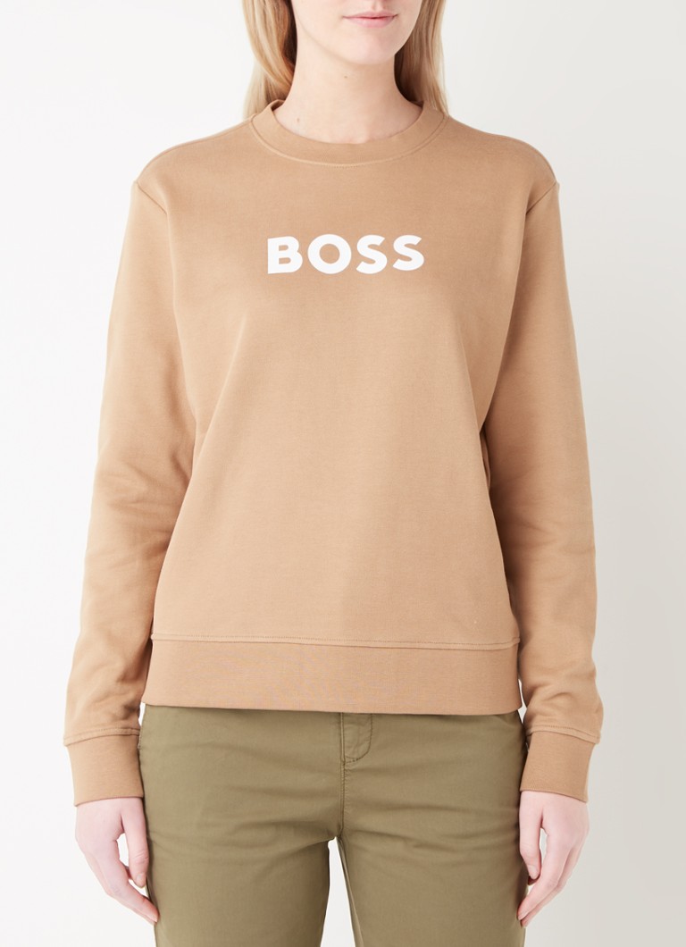 HUGO BOSS - Sweater met logoprint  - Camel