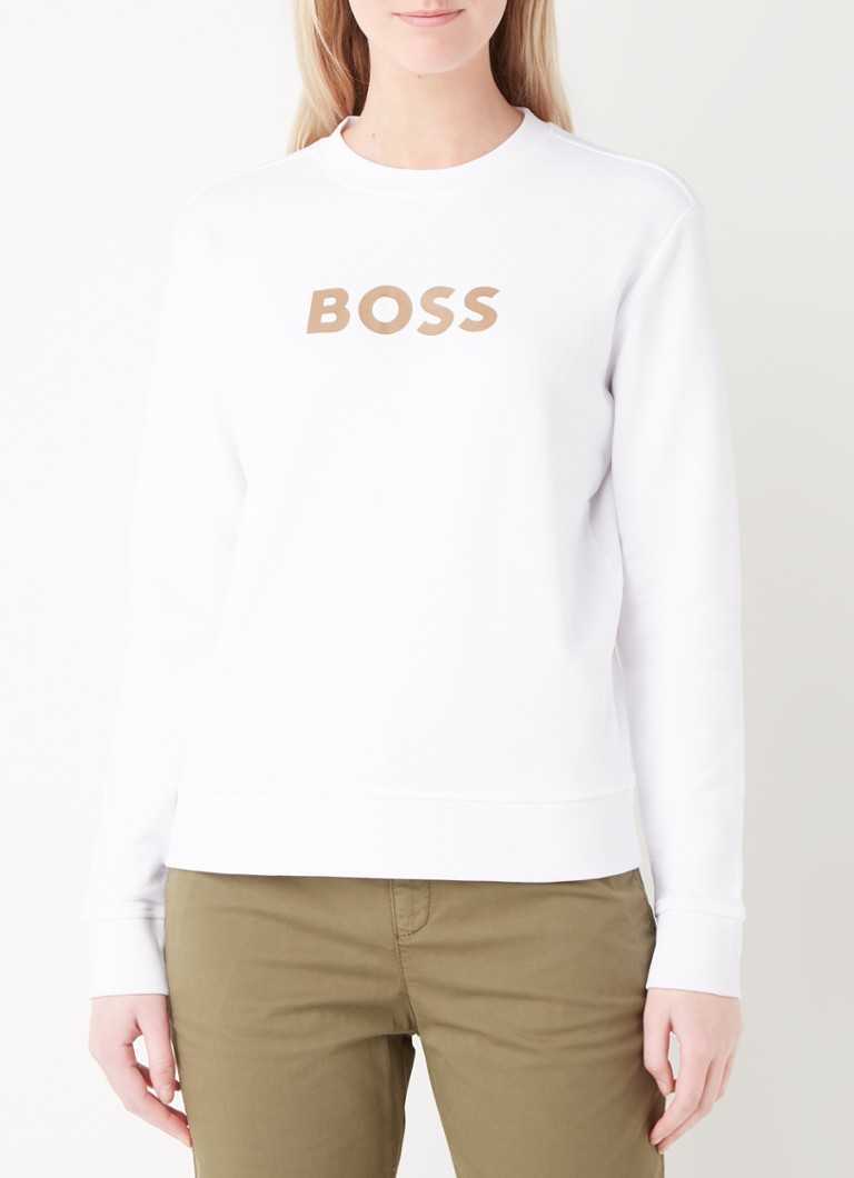 HUGO BOSS - Sweater met logoprint  - Wit
