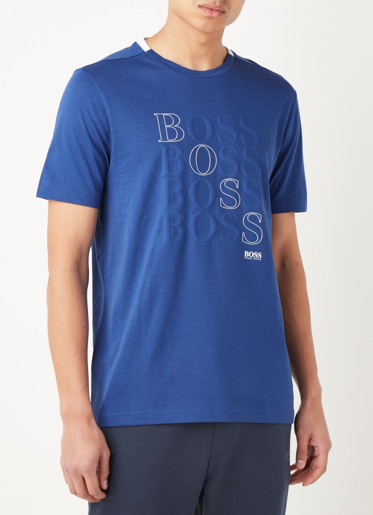 HUGO BOSS - T-shirt met logoprint - Kobaltblauw