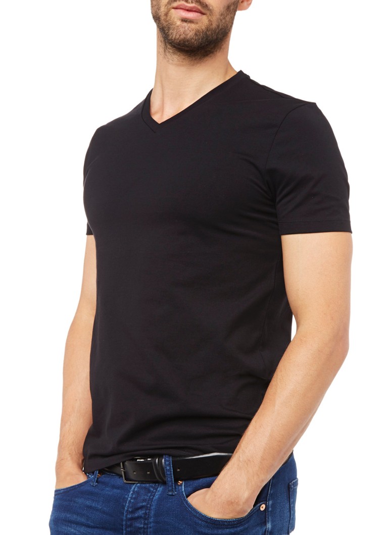 HUGO BOSS Tshirt met Vhals in 2pack • Zwart • de Bijenkorf