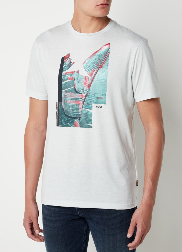 HUGO BOSS - Teecollage T-shirt met print - Lichtgroen