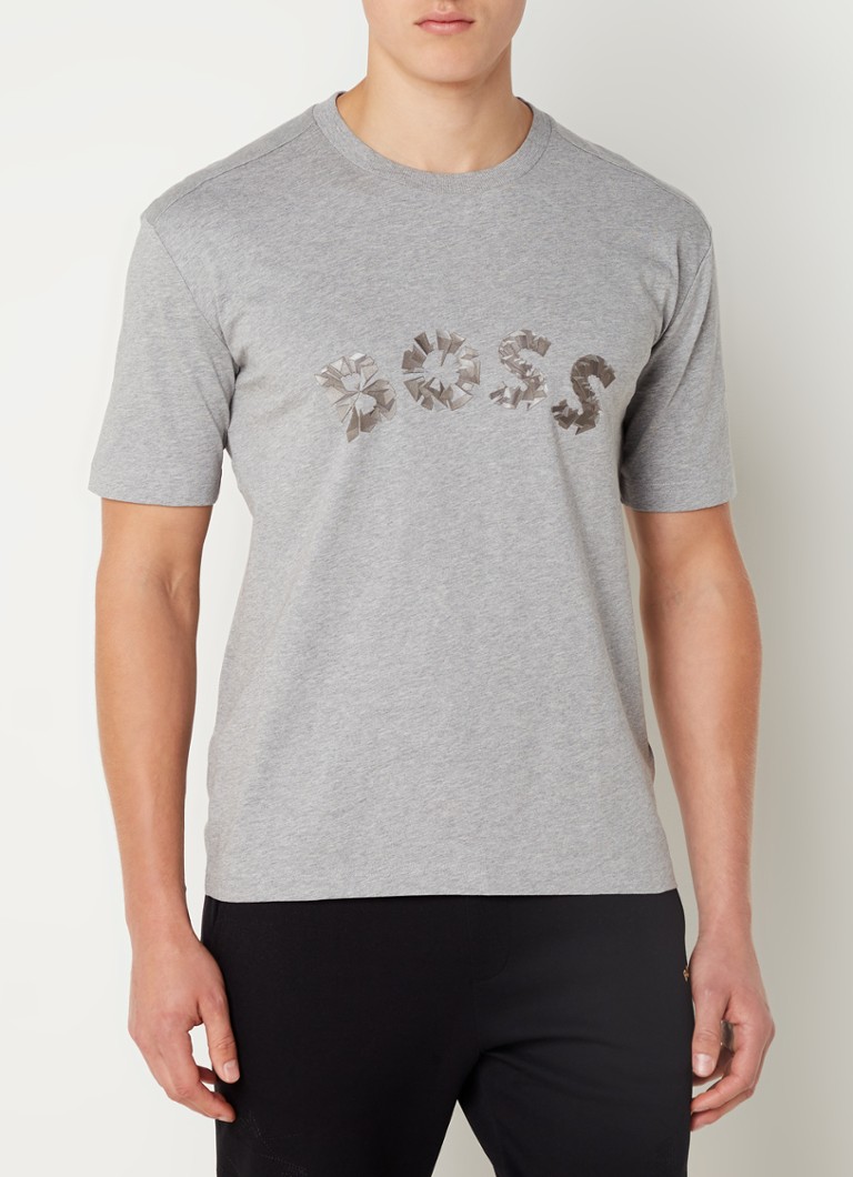 HUGO BOSS - Teego T-shirt met logoprint - Lichtgrijs