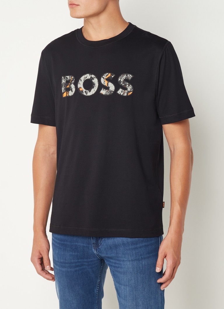 HUGO BOSS - Teetrury T-shirt met logoprint - Zwart