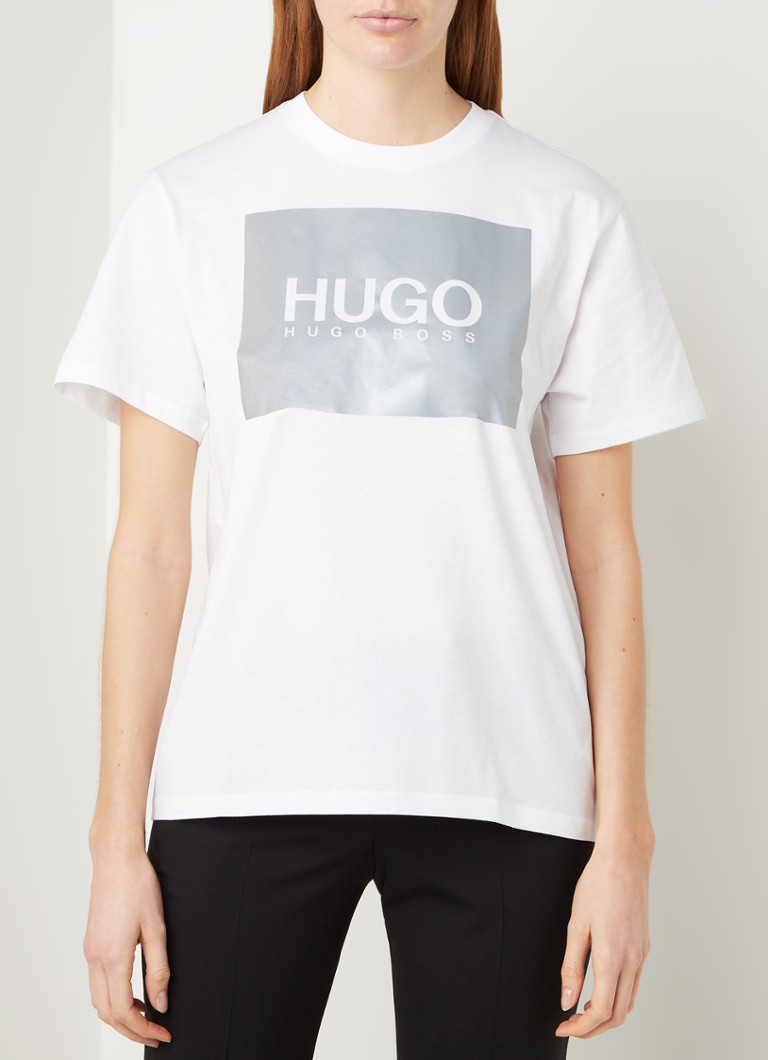 HUGO BOSS - The Boyfriend Tee T-shirt met logoprint - Wit