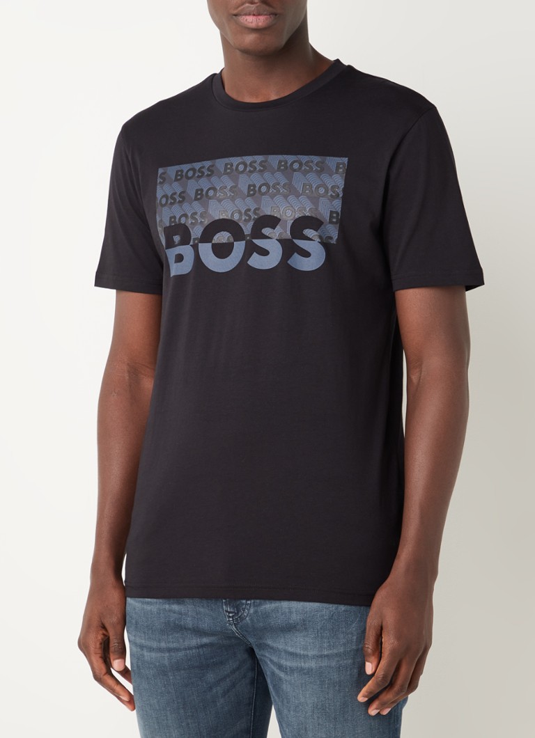 HUGO BOSS - Thinking T-shirt met logoprint - Zwart