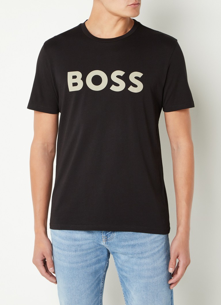 HUGO BOSS - Thinking T-shirt met logoprint  - Zwart