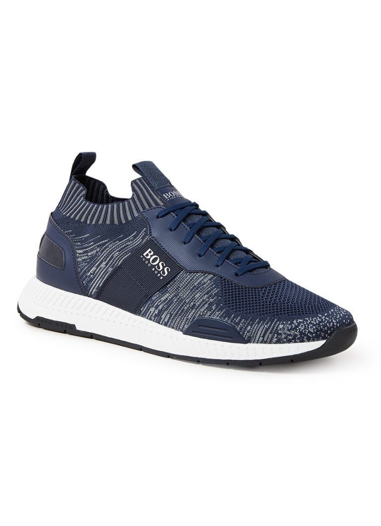 HUGO BOSS Titanium Runn sneaker met gebreid bovenwerk ⢠Donkerblauw ⢠de Bijenkorf