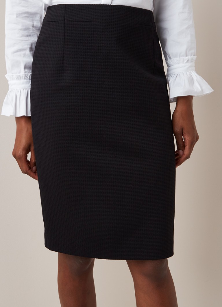 HUGO BOSS - Vaxine midi kokerrok met structuur - Zwart