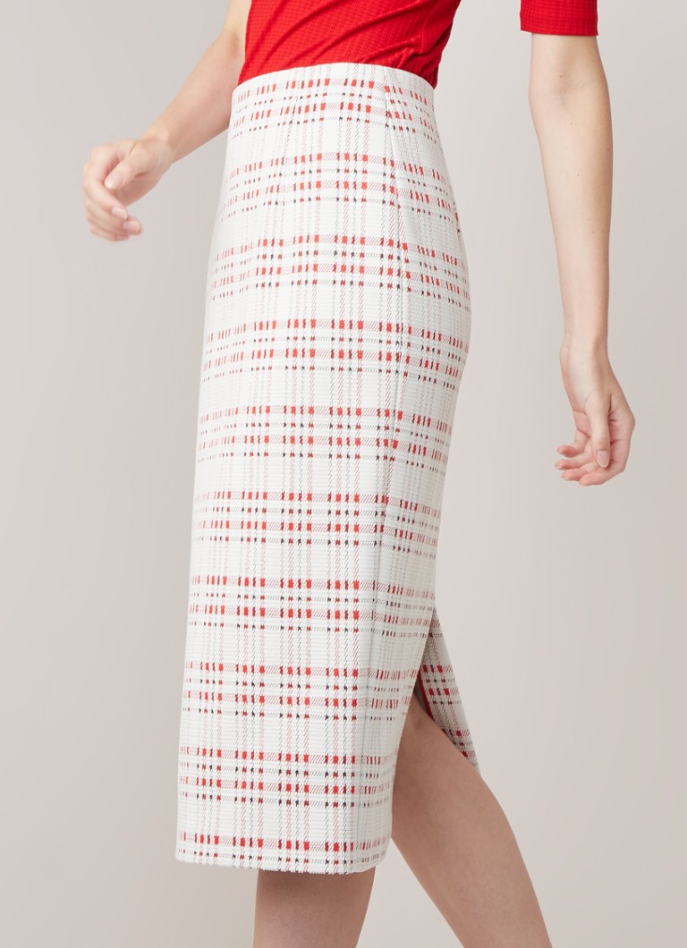 HUGO BOSS - Vecka kokerrok met ruitdessin en split - Multicolor