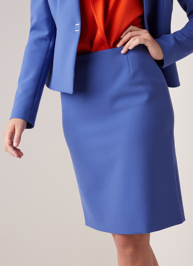 HUGO BOSS - Vileana kokerrok met split - Blauw