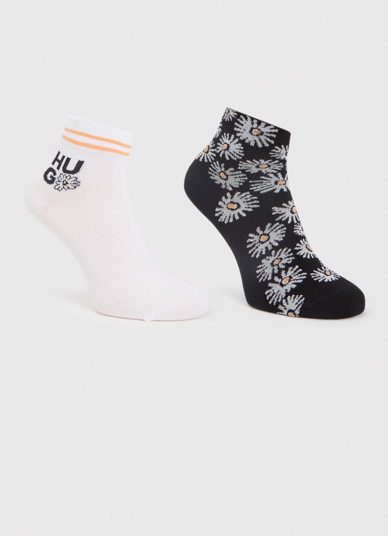 HUGO - Daisy sokken met print in 2-pack - Wit