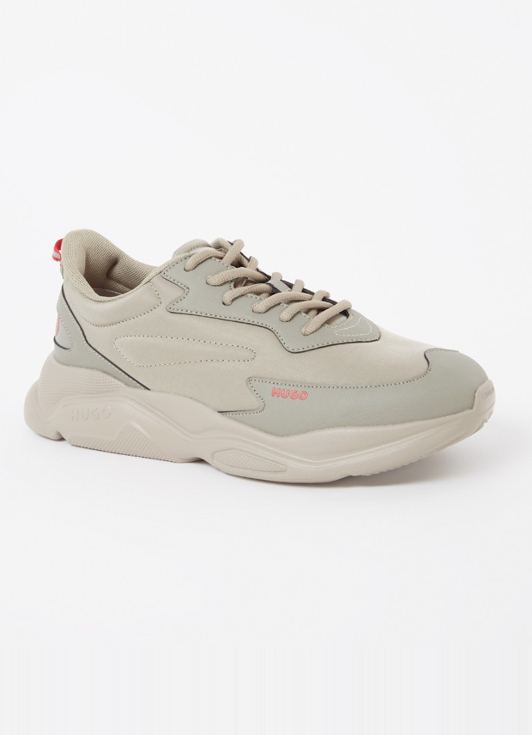 HUGO - Leon Runn sneaker met logo - Olijfgroen