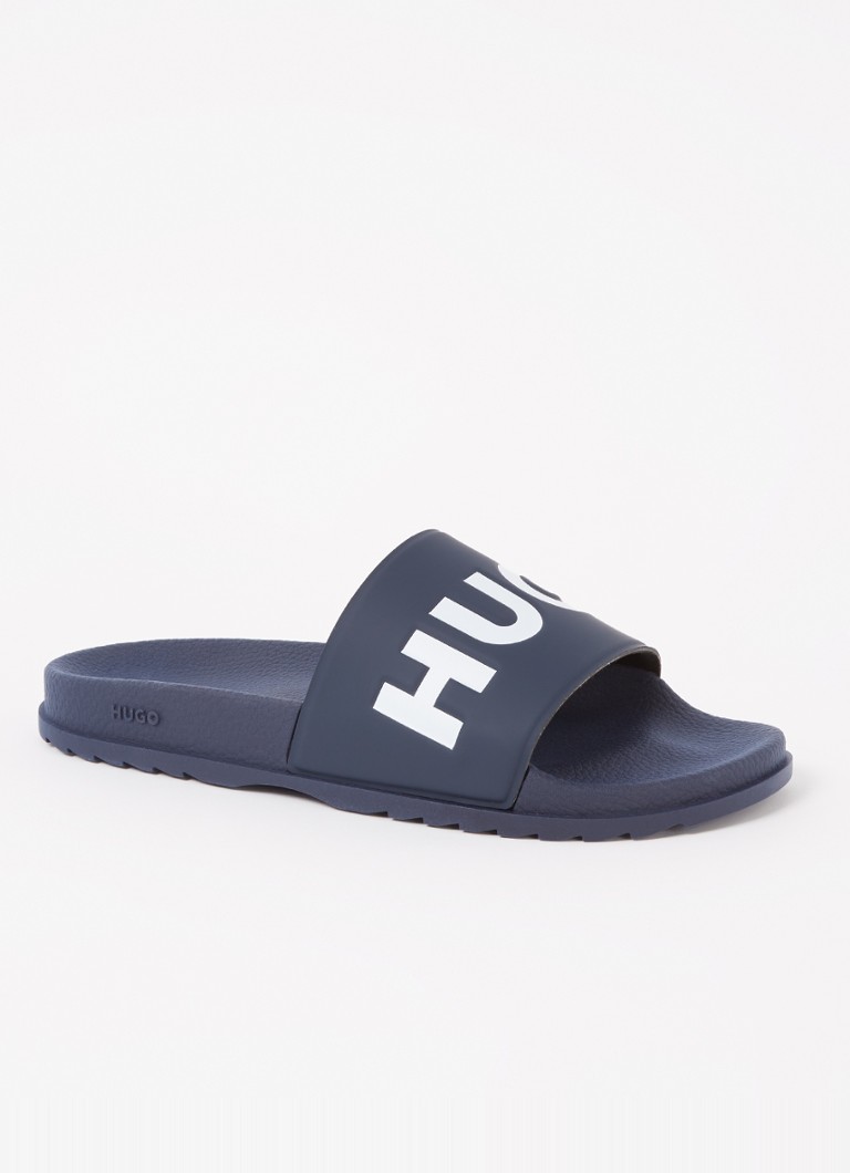 HUGO - Match It slipper met logo - Donkerblauw