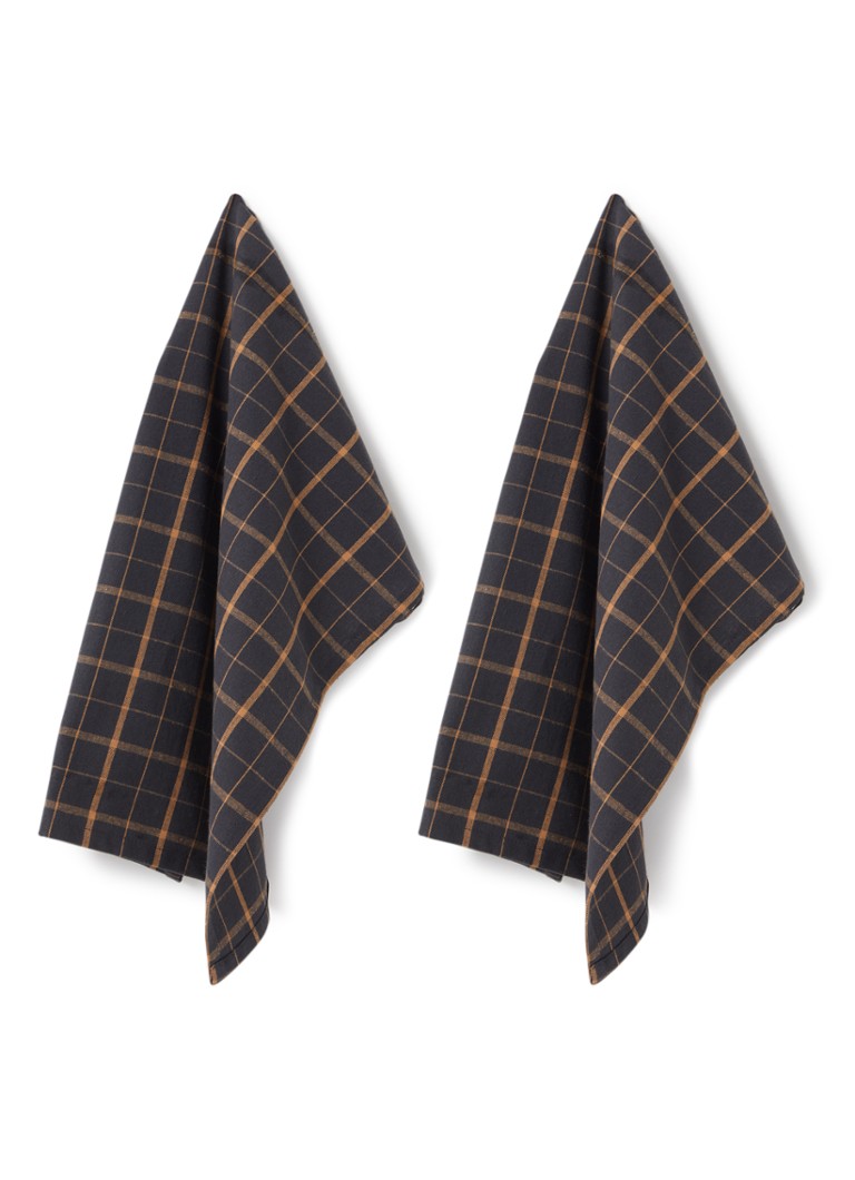 Humdakin - Theedoek 70 x 45 cm set van 2 - Donkerbruin