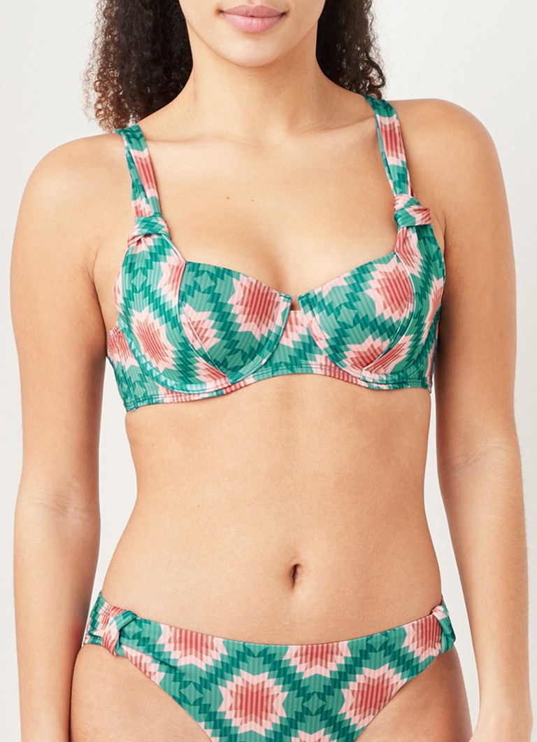 Hunkemöller Paramaribo voorgevormde beugel bikinitop met print • Groen