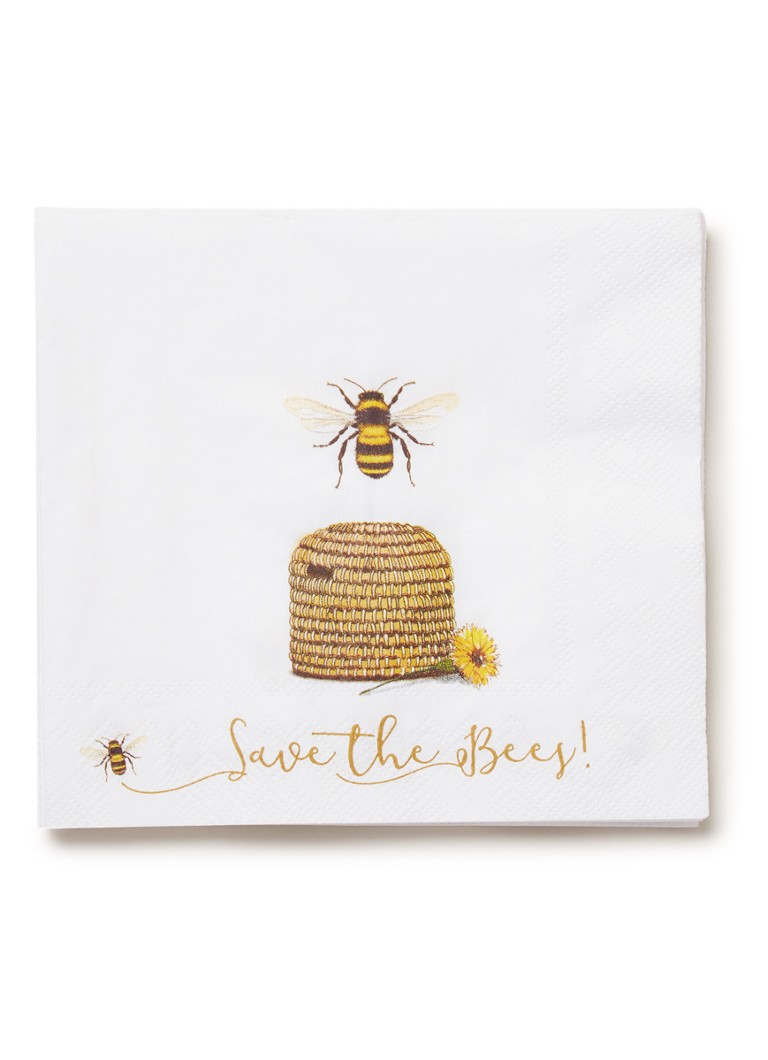 Ihr Ideal Home - Save The Bees servetten 33 x 33 cm - Wit
