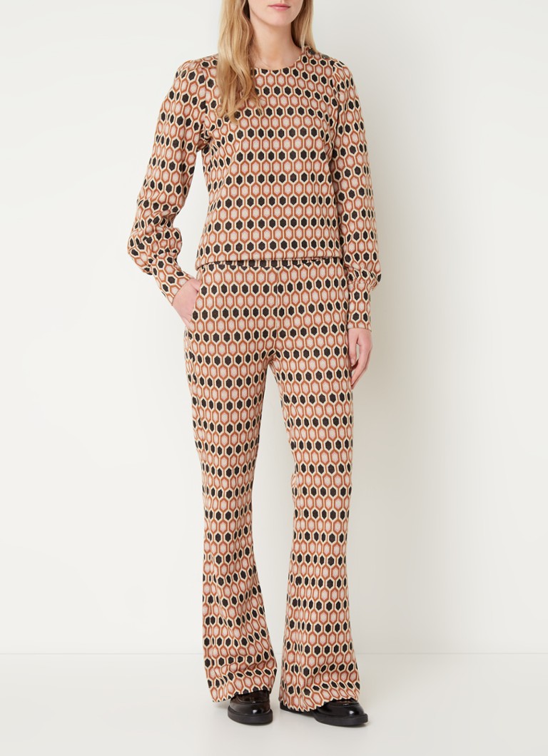 Summum Woman High waist flared fit broek met grafische print