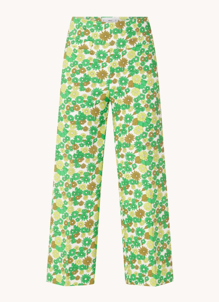 Mango Farrito high waist wide fit cropped pantalon met bloemenprint