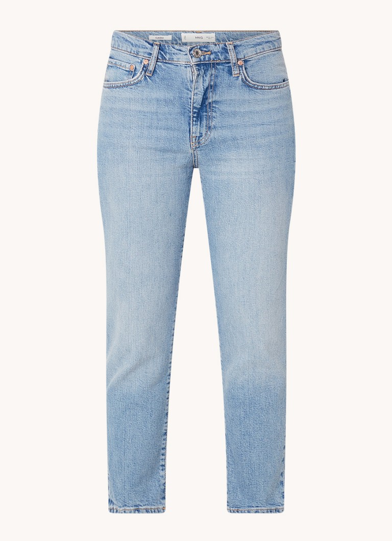 Mango Claudia high waist slim fit cropped jeans met lichte wassing