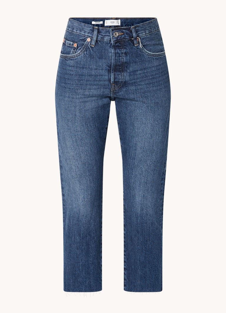 Mango Havana high waist slim fit cropped jeans met geraffelde zoom