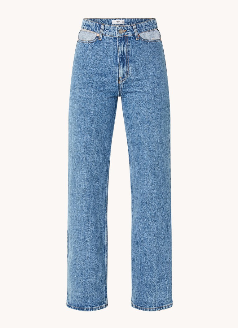 Mango Cutout high waist loose fit jeans met medium wassing
