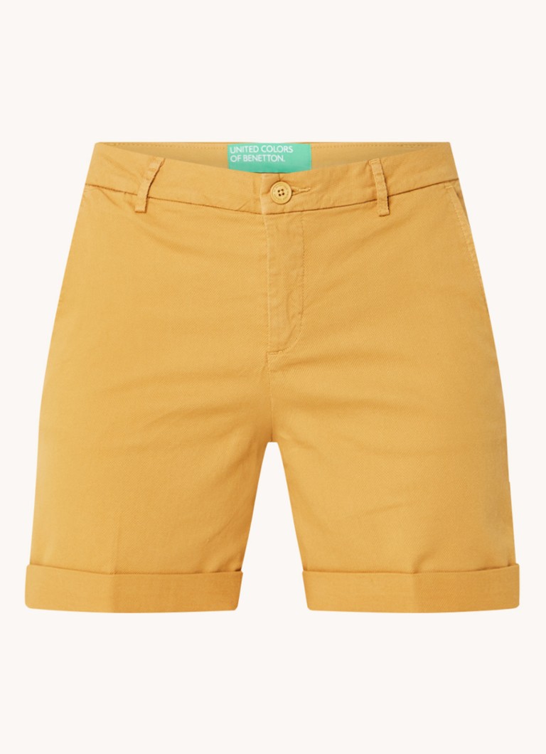 Benetton Mid waist slim fit shorts met steekzakken