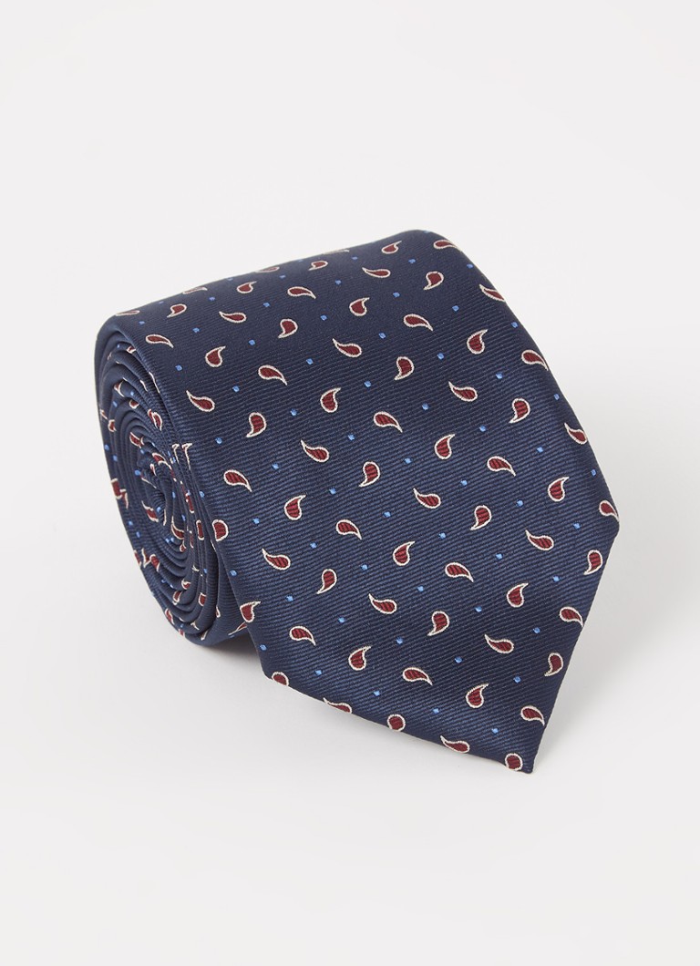 Mango Man stropdas met paisleyprint donkerblauw online kopen