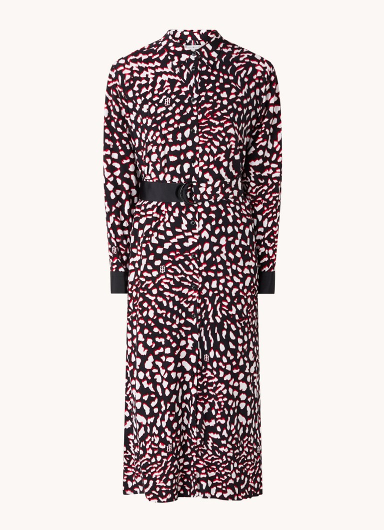 Tommy Hilfiger Midi jurk VISCOSE MIDI SHIRT DRESS LS met logo bij de riem online kopen