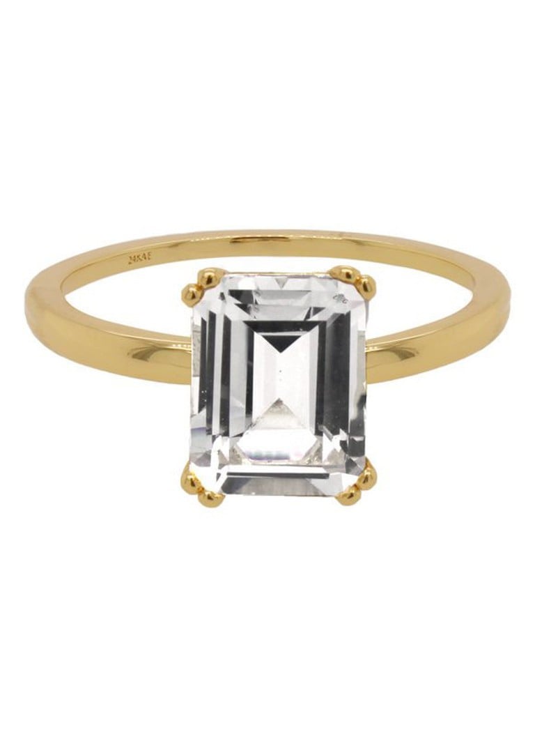 24Kae Ringen Ring met rechthoekige steen 925 Sterling zilver geelgoud verguld 12409Y Goudkleurig online kopen