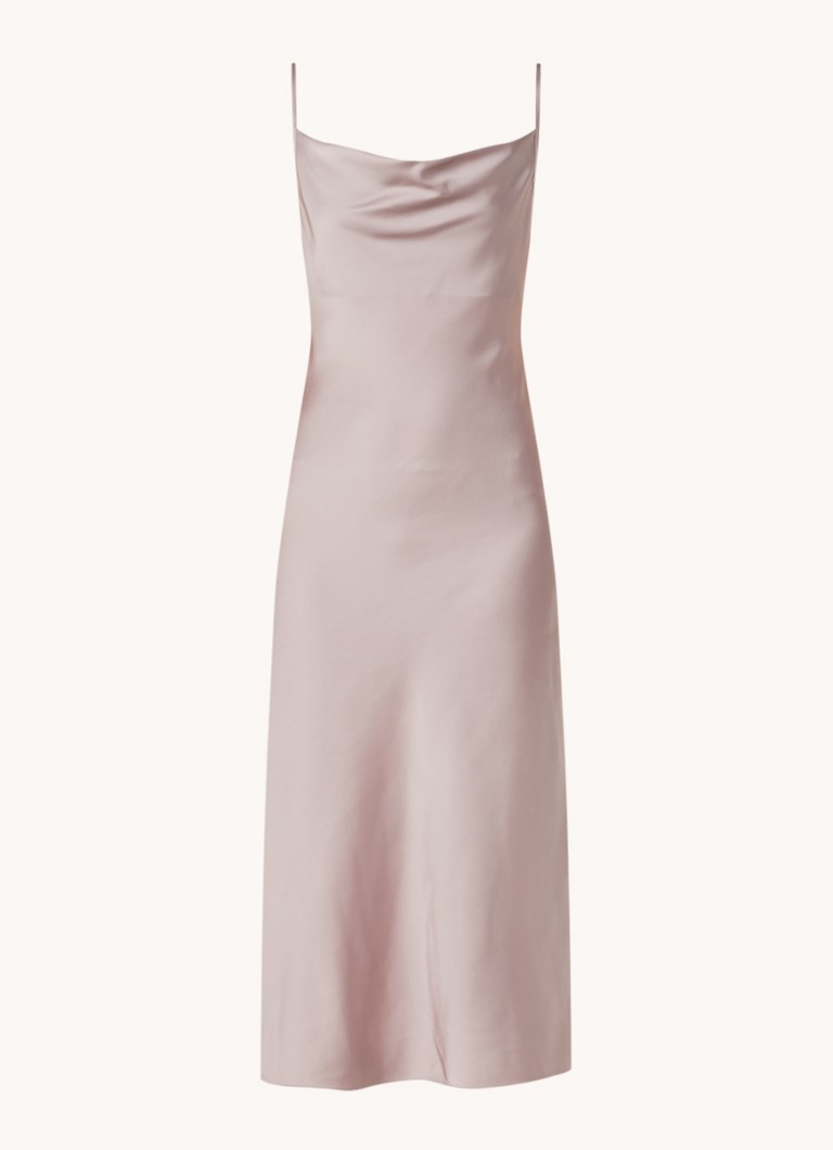 AllSaints Hadley midi jurk van satijn met spaghettibandjes online kopen