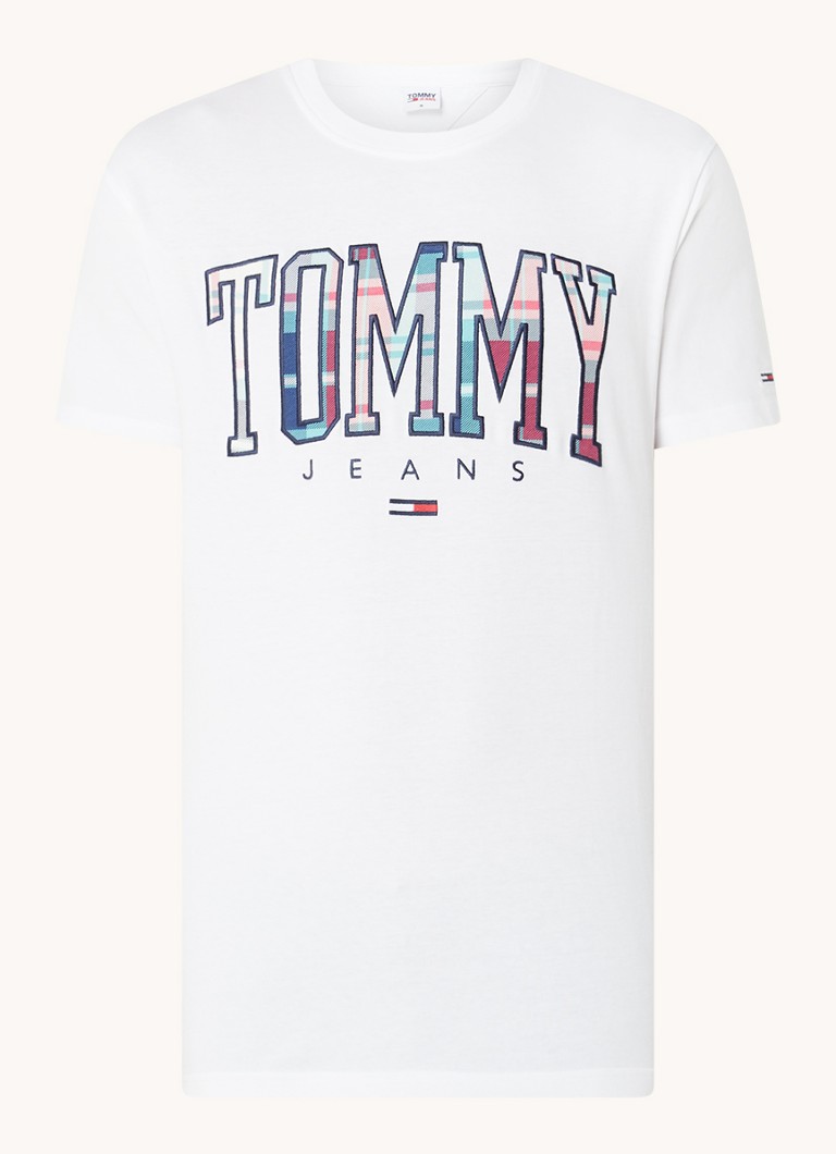 Tommy Hilfiger T-shirt van katoen met tartan logoprint