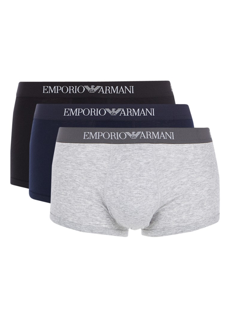 Emporio Armani Trunk boxershorts in uni en mêlée in 3-pack