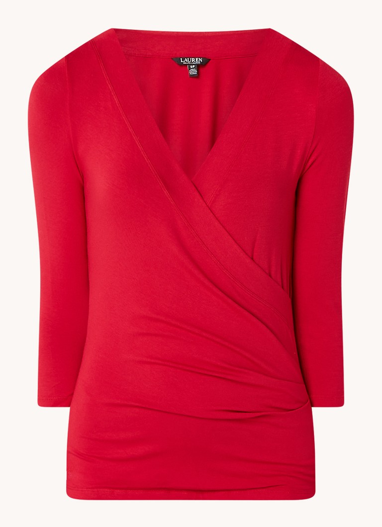 Ralph Lauren Top met V hals en driekwart mouw