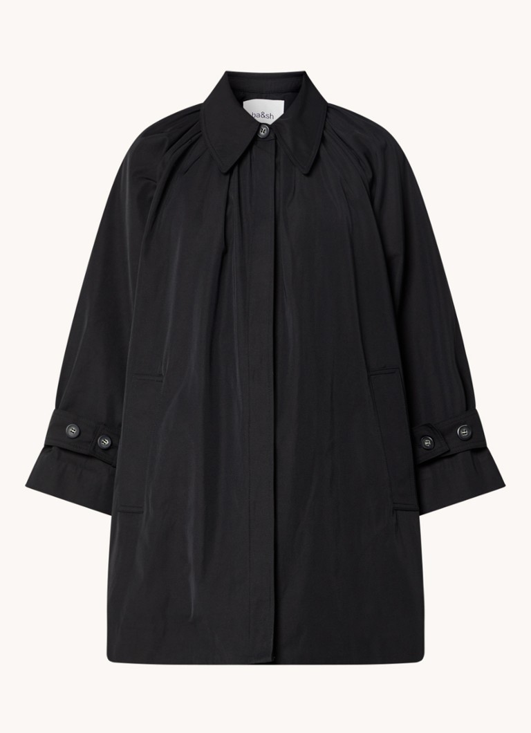 BA&SH Issey 3/4 sleeve short trench coat , Zwart, Dames online kopen