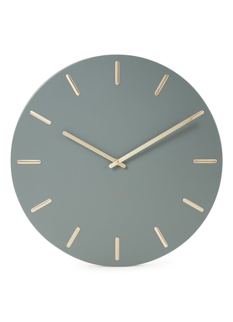 Karlsson Wandklokken Wall clock Charm steel with gold battons Groen online kopen