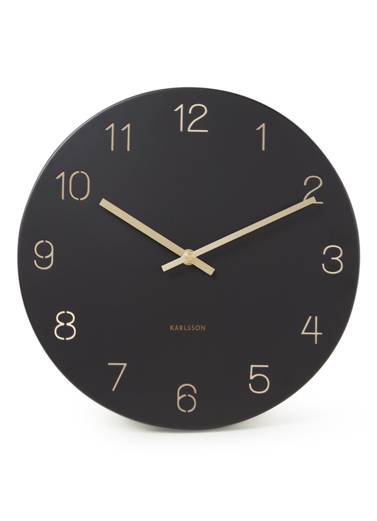 Karlsson Wandklokken Wall Clock Charm Engraved Numbers Small Zwart online kopen