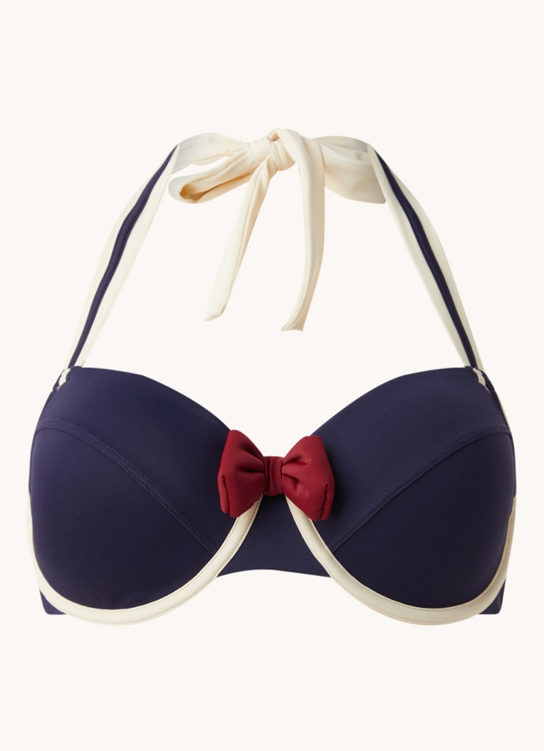 Marlies Dekkers Sailor Mary Plunge Balconette Bikini Top | Wired Padded Blue Ivory Red 75e online kopen