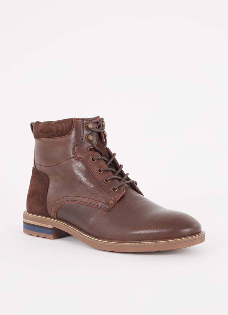 Dune London Colton veterboot van leer met suède details