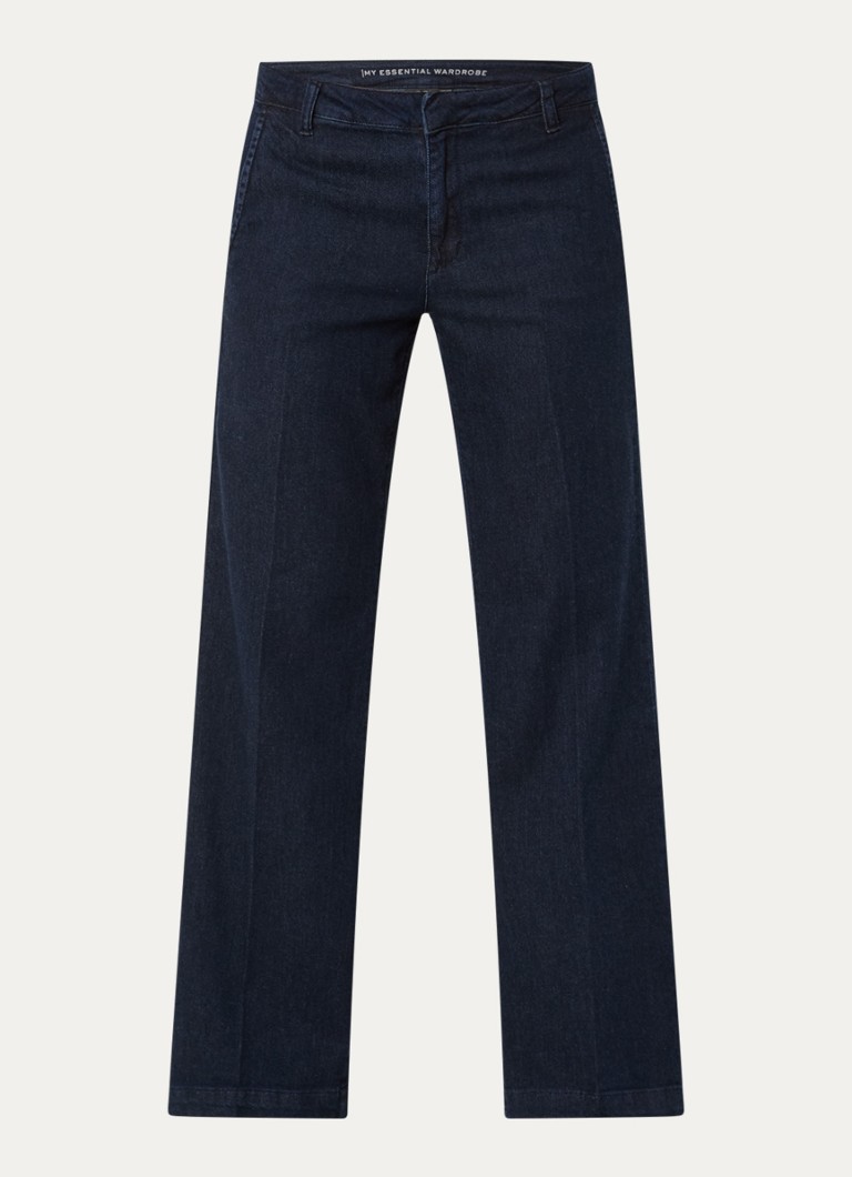 My Essential Wardrobe Dames Lara high waist loose fit jeans met donkere wassing in de kleur Indigo, maat: 36