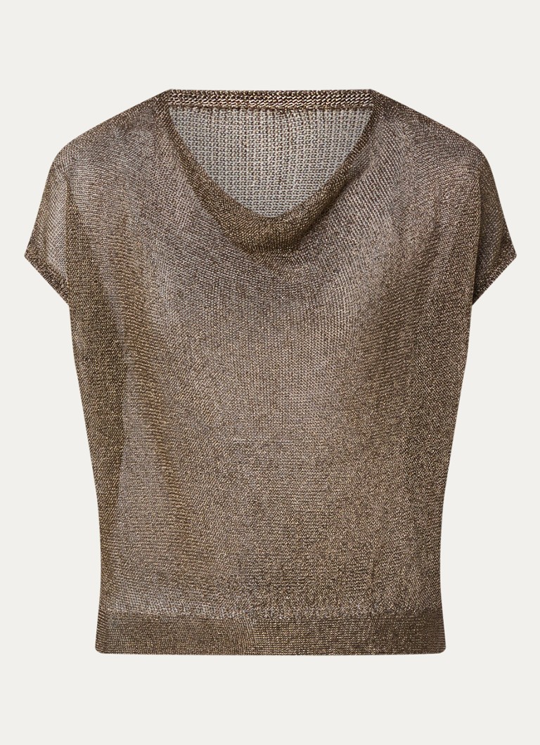 My Essential Wardrobe Dames Olly top met opengewerkt dessin in de kleur Goud, maat: XS