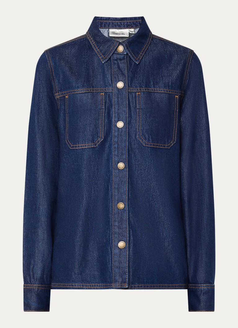 My Essential Wardrobe Dames Ann blouse van denim met borstzakken in de kleur Indigo, maat: 34