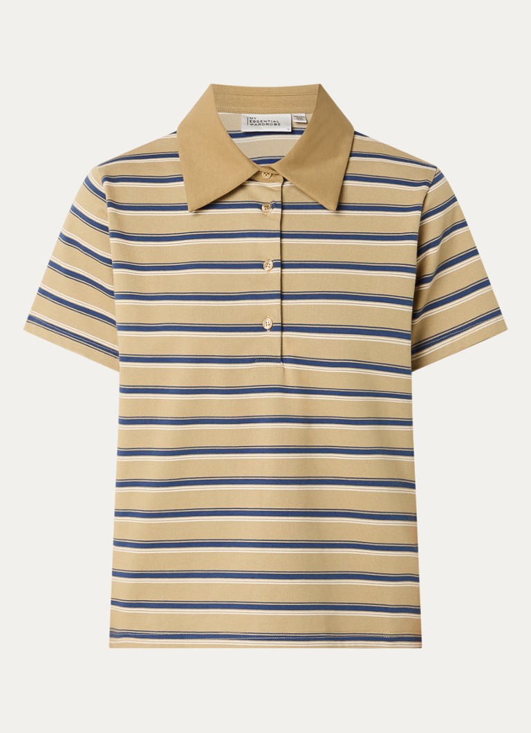 My Essential Wardrobe Dames Asla polo met streepprint in de kleur Mosgroen, maat: XS