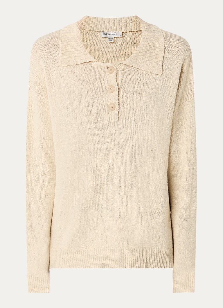 My Essential Wardrobe Dames Diva grofgebreide trui in linnenblend met polokraag in de kleur Beige, maat: S