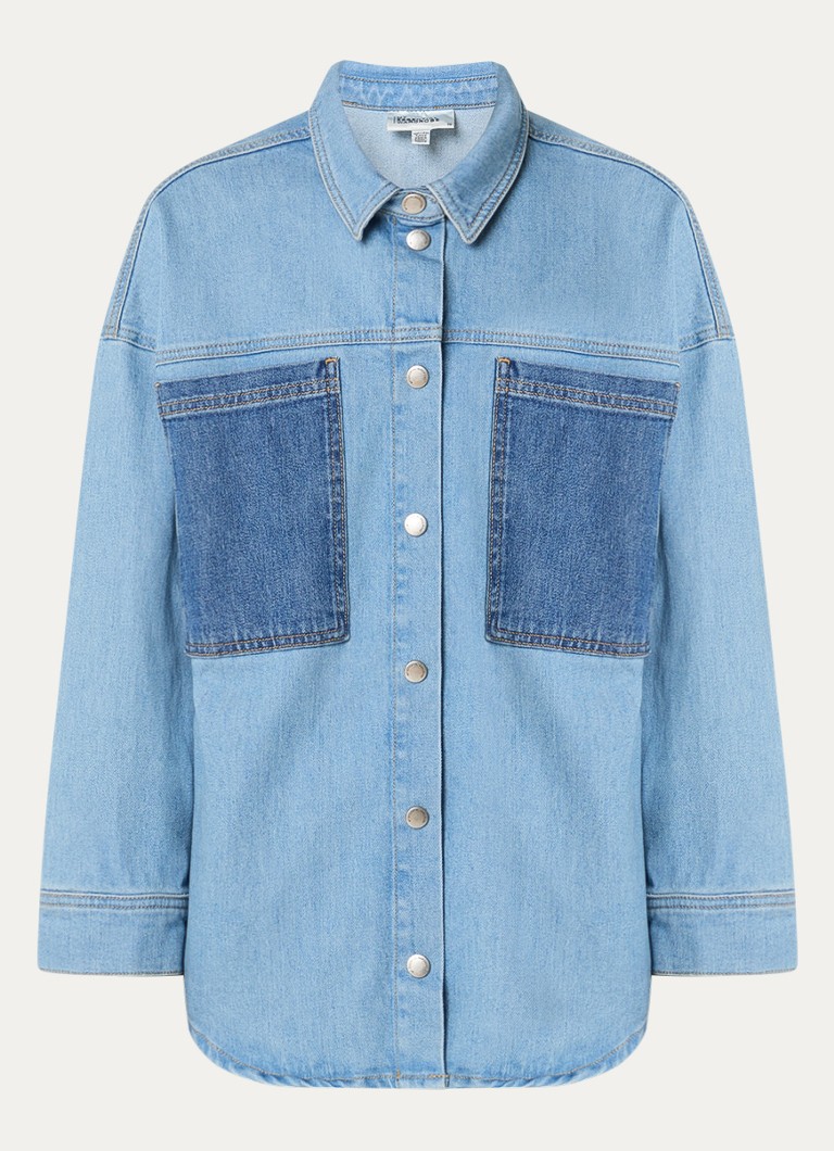 My Essential Wardrobe Dames Mazie blouse van denim met borstzakken in de kleur Indigo, maat: 38