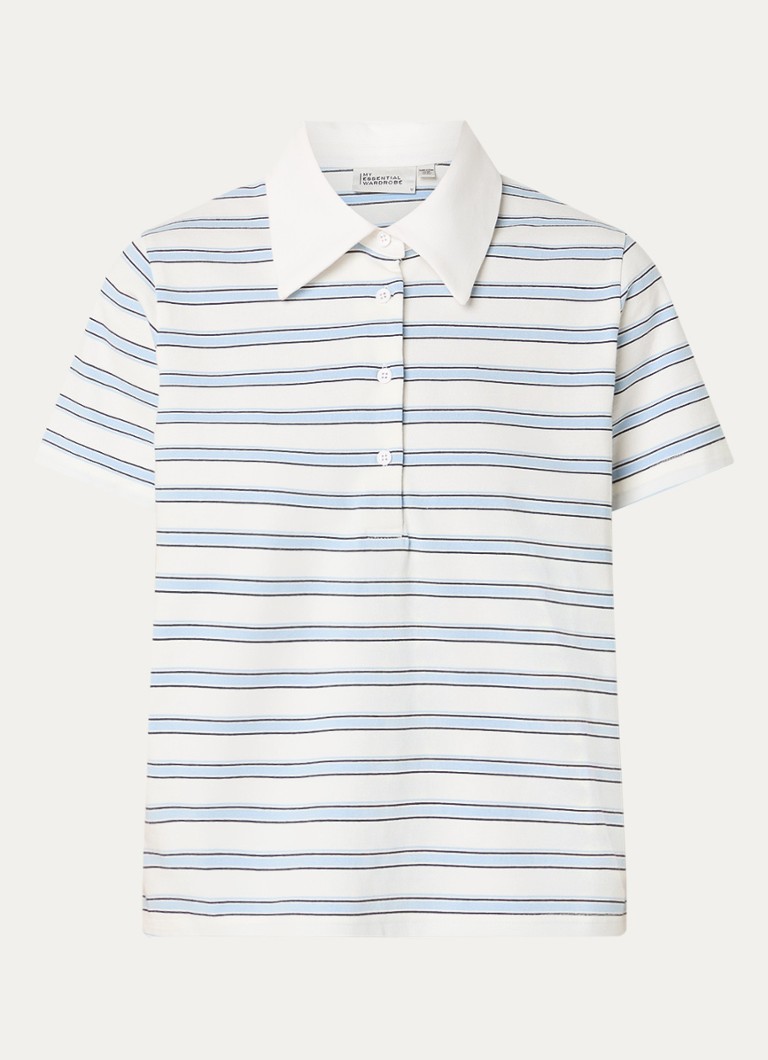 My Essential Wardrobe Dames Asla polo met streepprint in de kleur Wit, maat: S